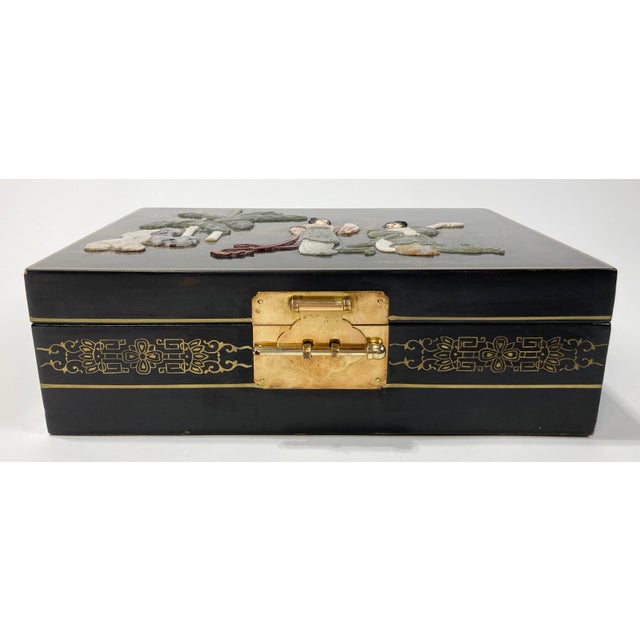 Vintage Asian Motif Cut Stone Jewelry Box For Sale In Kansas City - Image 6 of 12