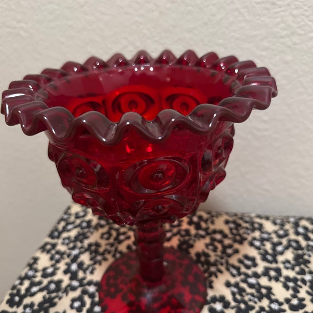 Mid-Century Modern Viking Style Glass Ruby Compote For Sale In New Orleans - Image 6 of 6