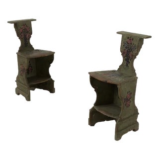 Set of Kneeler Chairs in Polychrome Wood, 1797 For Sale
