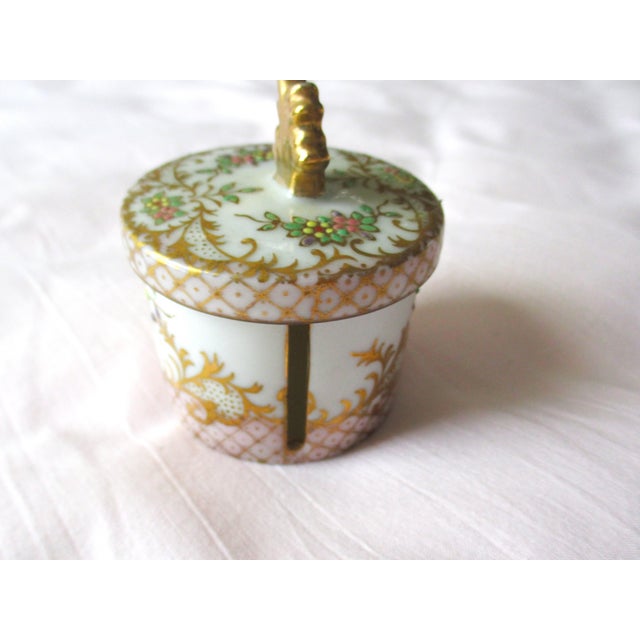 Antique French Hand Painted Enameled Porcelain Stamp Box For Sale - Image 4 of 9