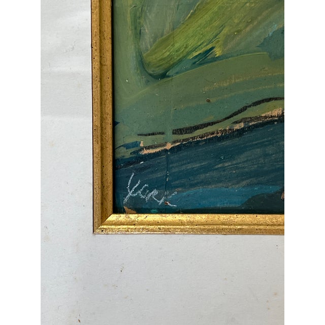 Blue American Landscape Painting in the Manner of Albert York (1928-2009) Signed For Sale - Image 8 of 12