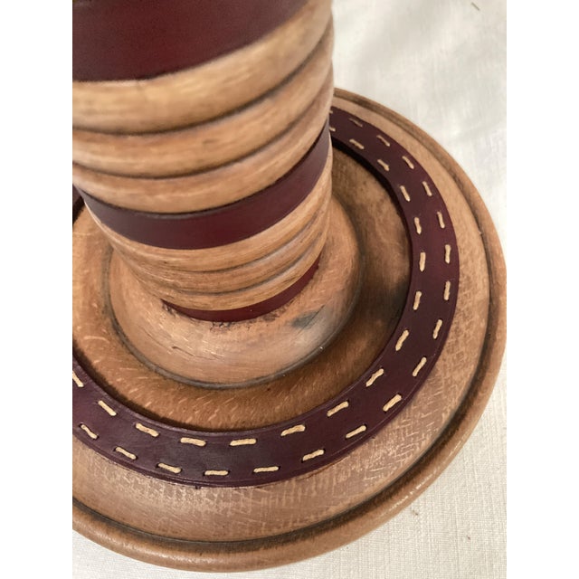 Leather and Wood Covered Lamps by Jacques Adnet, 1950 For Sale - Image 4 of 10