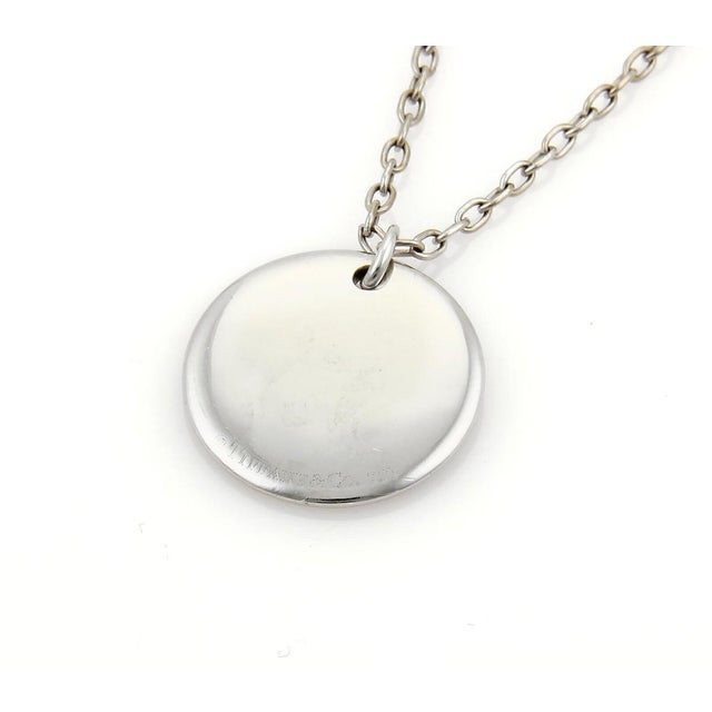 Contemporary Mid 20th Century Tiffany & Co Etoile Diamonds 18k White Gold Disc Pendant 24" Long For Sale - Image 3 of 6