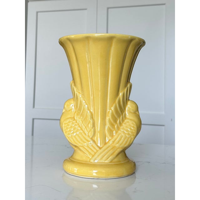 Vintage 1940s Shawnee USA Pottery #829 Yellow Fluted Double Dove Vase – McCoy-Style California Majolica Art Deco Ceramic...