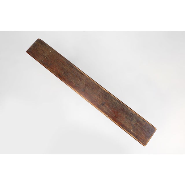 Rustic French Brown Oak Wooden Bench, 1900s For Sale - Image 11 of 12