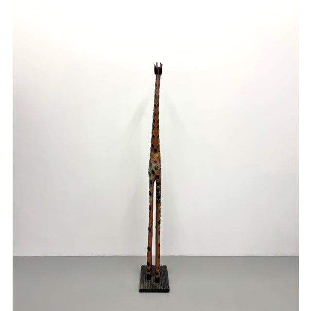Vintage Hand Carved Abstract Wooden Giraffe Sculpture For Sale In West Palm - Image 6 of 8