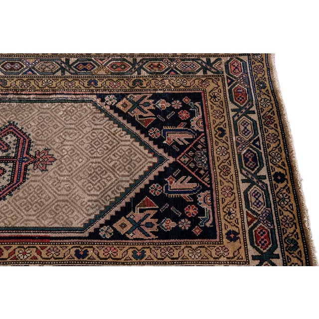 Textile Hamadan Handmade Brown Wool Runner For Sale - Image 7 of 10