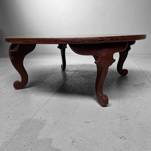 Wood Japanese Meiji Era Wabi Sabi Lacquer Chabudai Coffee Table For Sale - Image 7 of 18