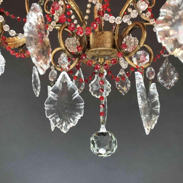 Antique Chandelier with Red Crystals For Sale - Image 12 of 15
