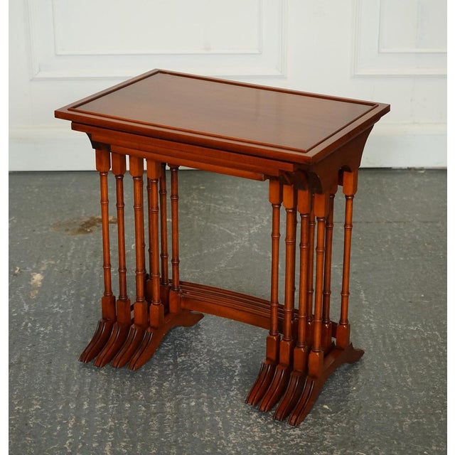 Yew Wood Faux Bamboo Nesting Tables from Bevan Funnell, Set of 4 For Sale - Image 4 of 12