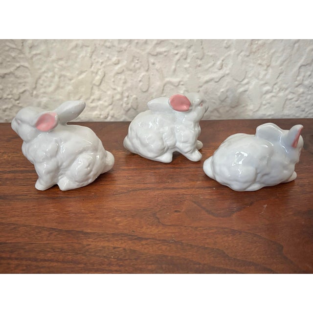 White Vintage Trio of White Bunny Rabbits For Sale - Image 8 of 9