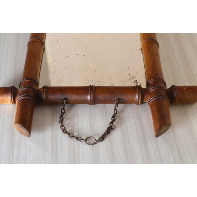 Small French Style Wall Mirror in Faux Bamboo, 1920s For Sale - Image 6 of 9