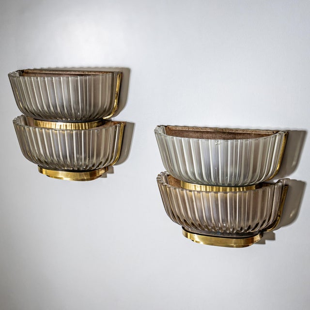 Art Deco Glass Wall Lights attributed to Archimede Seguso, Italy, 1940s, Set of 2 For Sale - Image 3 of 11