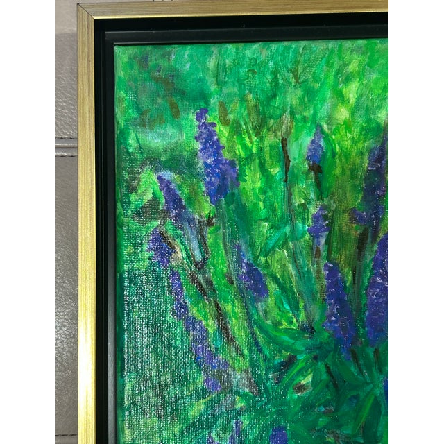 2020s Acrylic Painting of Vibrant Purple Flowers For Sale - Image 5 of 6