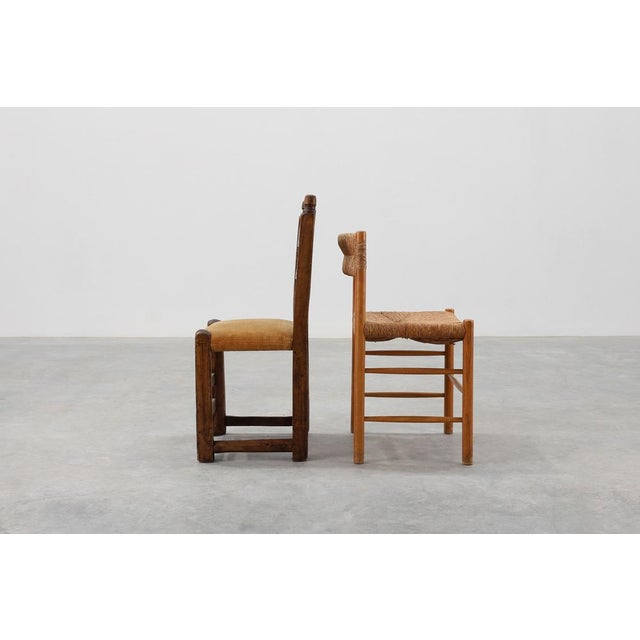 Spanish Hand-Carved Oak Side Chair with Velour Seat, 19th Century For Sale - Image 6 of 14