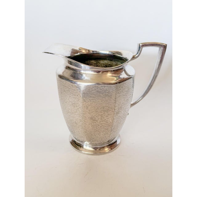 1930s Hammered Nickel Silver Pitcher, Homan Plate W.m. Mount Usa For Sale - Image 4 of 17