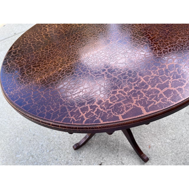 Brown Vintage Giraffe Animal Print Wood Turned Leg Pedestal Table Lane Furniture For Sale - Image 8 of 10