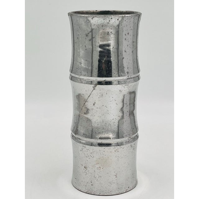 Mid 20th Century Metal Aluminum Bamboo Vase For Sale In New York - Image 6 of 10