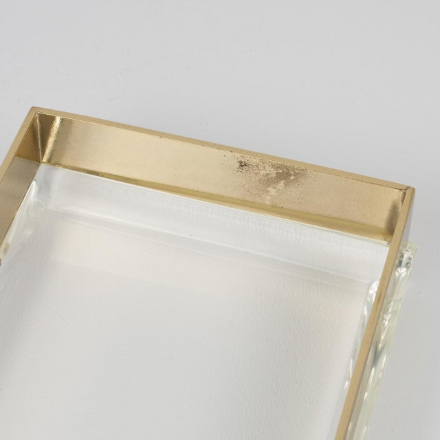 Philippe Cheverny Philippe Cheverny Style Geometric Lucite and Gilded Metal Box, circa 1970 For Sale - Image 4 of 12