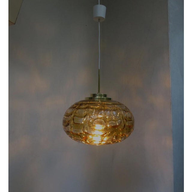 Ceiling Light Ellipse in Amber Colors-Colorless Glass & Brass from Doria Leuchten, 1970s For Sale - Image 4 of 18