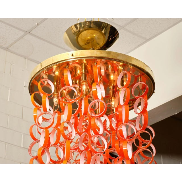 1980s Vistosi Orange Modernist Murano Glass Chandelier, 1980s For Sale - Image 5 of 10