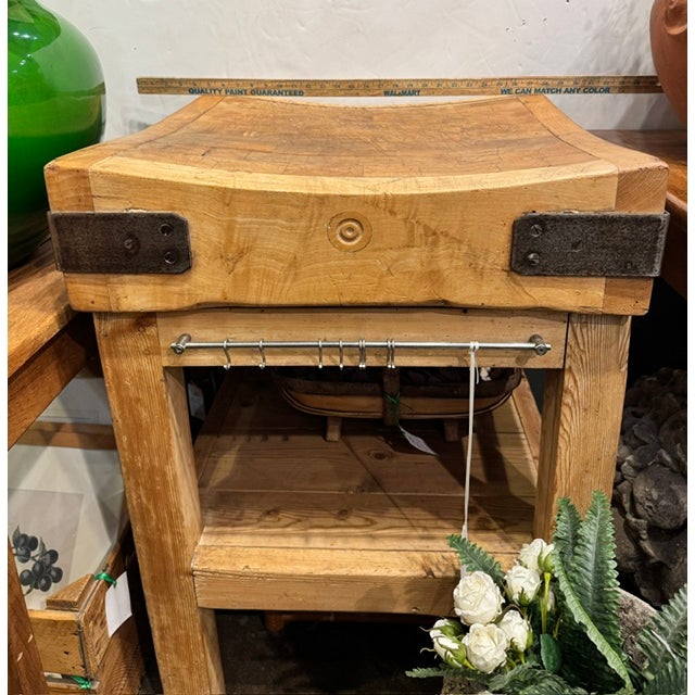 Butcher's Chopping Block Table on Stand From England For Sale - Image 15 of 16