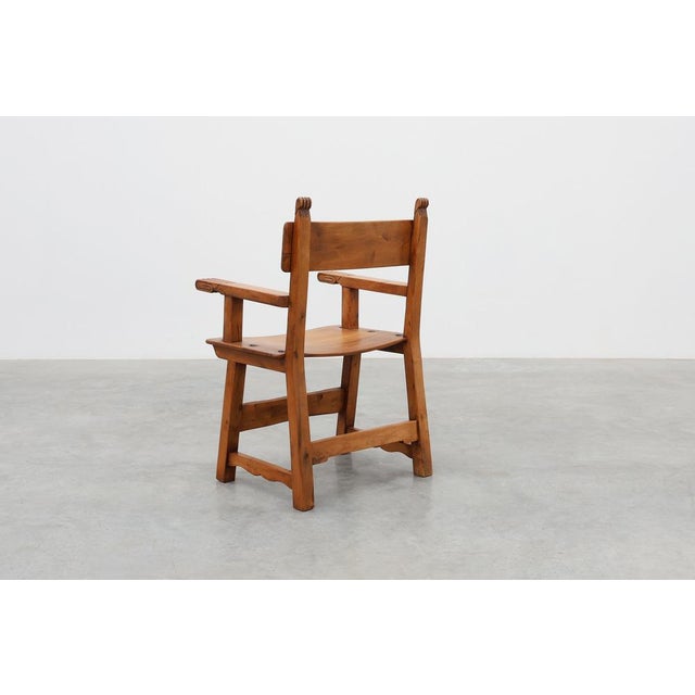 Rustic Iberian Carved Oak Side Chair, Spain, 1900 For Sale - Image 10 of 16