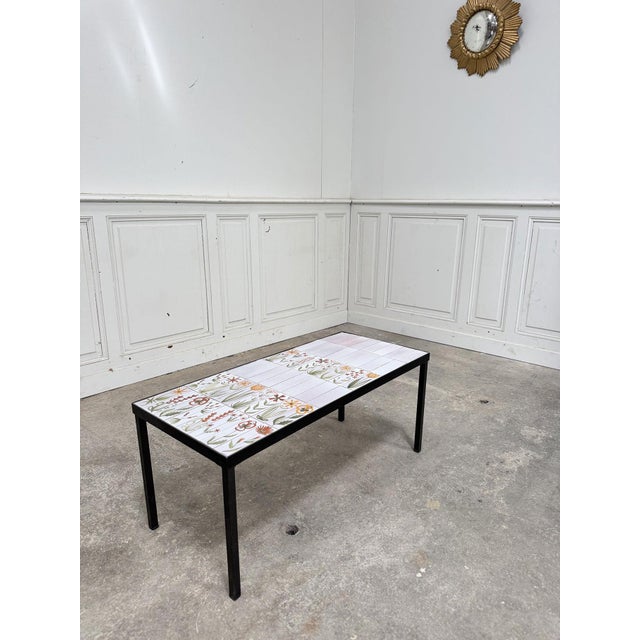 Black Coffee Table with Floral Motifs by Roger Capron, 1970s For Sale - Image 8 of 9