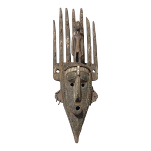 Vintage African Bamana Ntomo Marka Mask W/ Aluminum 27" H