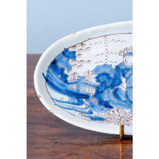 Blue and White Chinoiserie Tray from Nevers Faience For Sale - Image 6 of 10