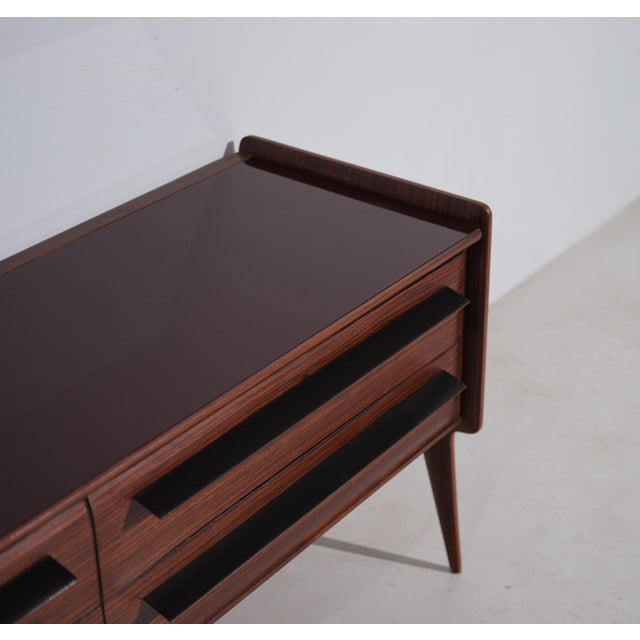 Wood Mid-Century Modern Italian Chest of Drawer with Glass Top, 1950s For Sale - Image 7 of 9