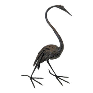Mid-Century Japanese Bronze Crane Okimono Sculpture