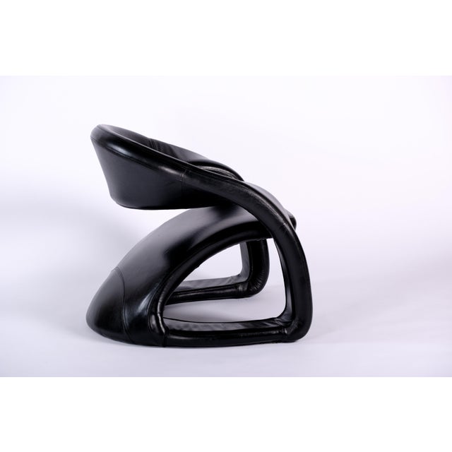 Black Rare Vintage Jaymar Leather Lounge Chair For Sale - Image 8 of 11