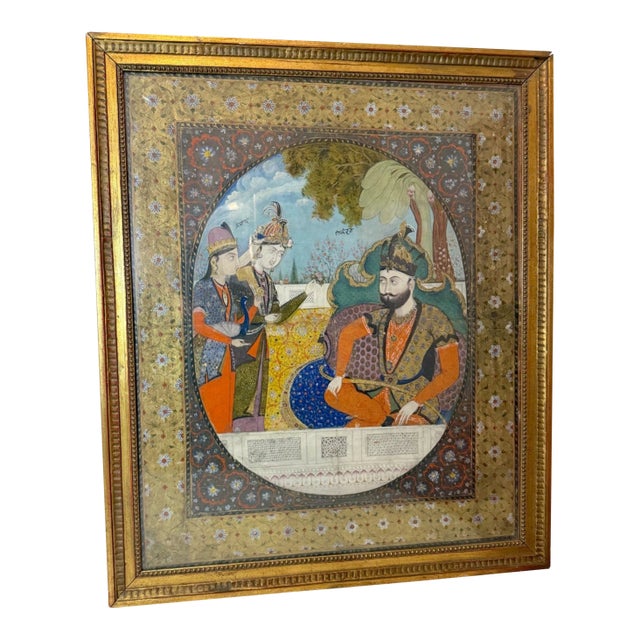 Large Antique 18th Century Mughal Sikandar India Watercolor Painting Manuscript For Sale