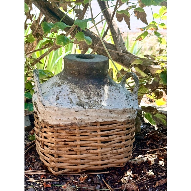 Vintage Artisanal Chinese Clay Vessel, Jar, Encased in a Basket Made of Woven Shanxi Willow For Sale In San Antonio - Image 6 of 12