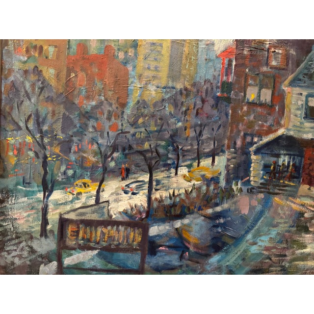 Cerulean "Hyde Park (Neighborhood) Art Center, Chicago, Il, 1960" Oil Painting by Ruth L. Drucker For Sale - Image 8 of 11