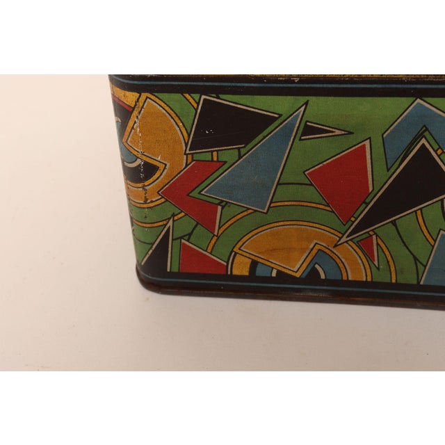 Art Deco Bauhaus Geometric Decorative Tin Box With Brass Handle For Sale - Image 14 of 18
