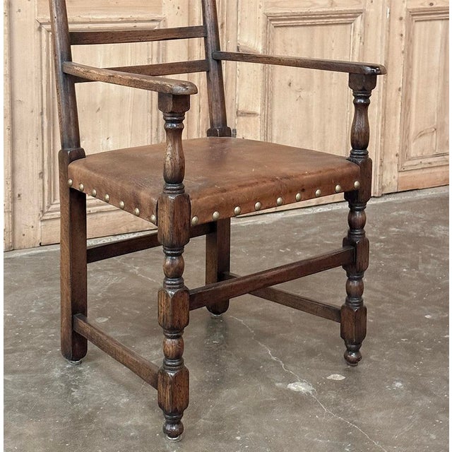 Set of Ten Country French Oak Dining Chairs in the Louis XIII Style, Includes 2 Armchairs For Sale - Image 12 of 13