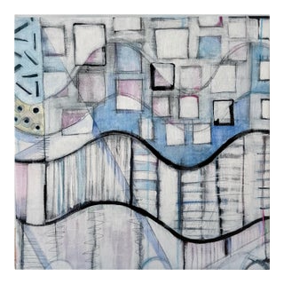 Chester Trains II Abstract Expressionism Acrylic Painting by Paula DeStefanis For Sale