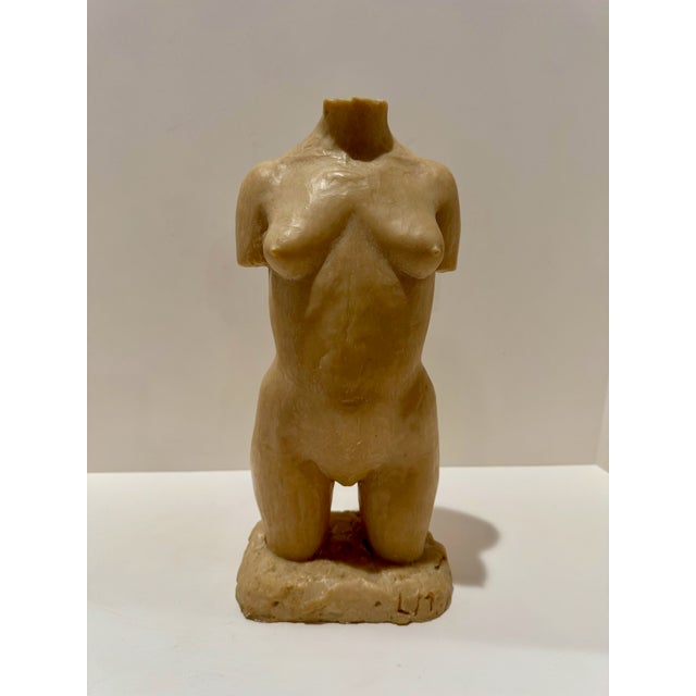 Original resin sculpture by Larry Mohr, acquired directly from the artist’s estate. This compact torso exemplifies Mohr’s...