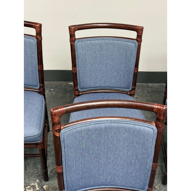 2010s Orlando Diaz-Azcuy for McGuire Furniture Target Back Upholstered Chairs, Set of Four For Sale - Image 5 of 12