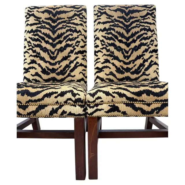 Ralph Lauren High Back Tiger Dining Accent Chairs, Pair For Sale - Image 11 of 12