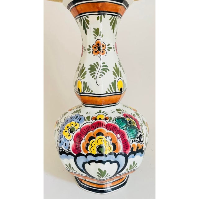 Antique Delft Polychrome Table Lamps from Royal Delft, Set of 2 For Sale - Image 3 of 7