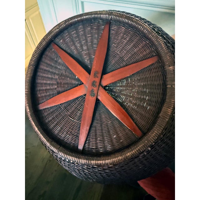 Large Rare Japanese Bamboo Flower Basket Hahakago by Tokosai For Sale - Image 14 of 18