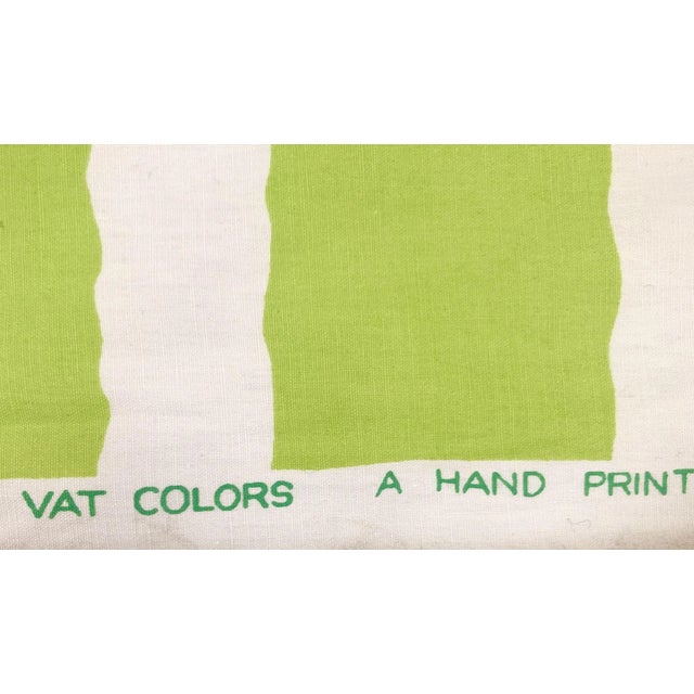 Mid-Century Modern Mid 20th Century Wavy Green Striped Barkcloth With Tropical Banana Leaf Pattern For Sale - Image 3 of 5