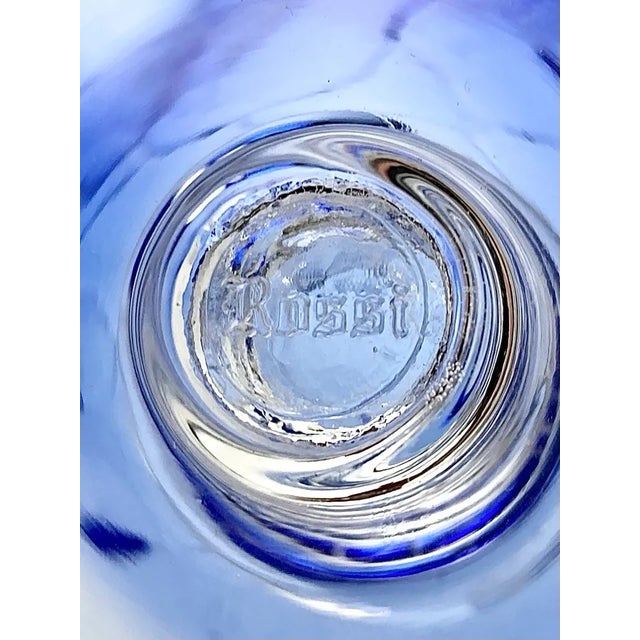 1990s Rossi Glass-Niagara Crackle Blue Pedestal Footed Ruffled Compote For Sale In Dallas - Image 6 of 6