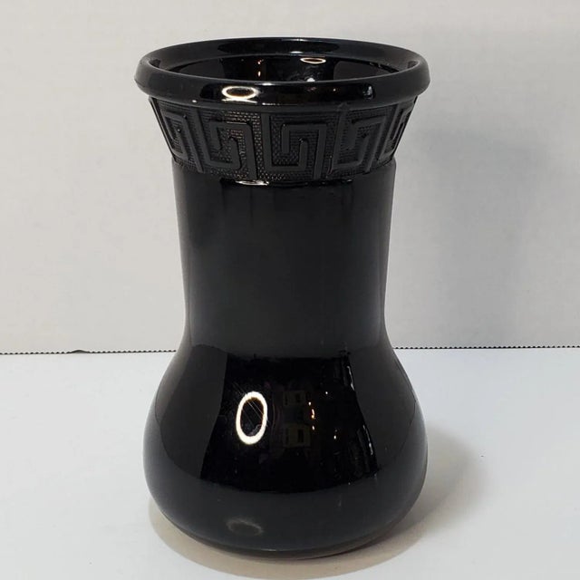 Art Deco Le Smith Black Amethyst Greek Key Vase For Sale - Image 9 of 9
