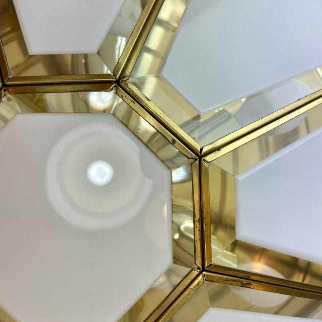 Hollywood Regency Brass Ceiling Lamp from Deknudt, Belgium, 1980s For Sale - Image 10 of 18