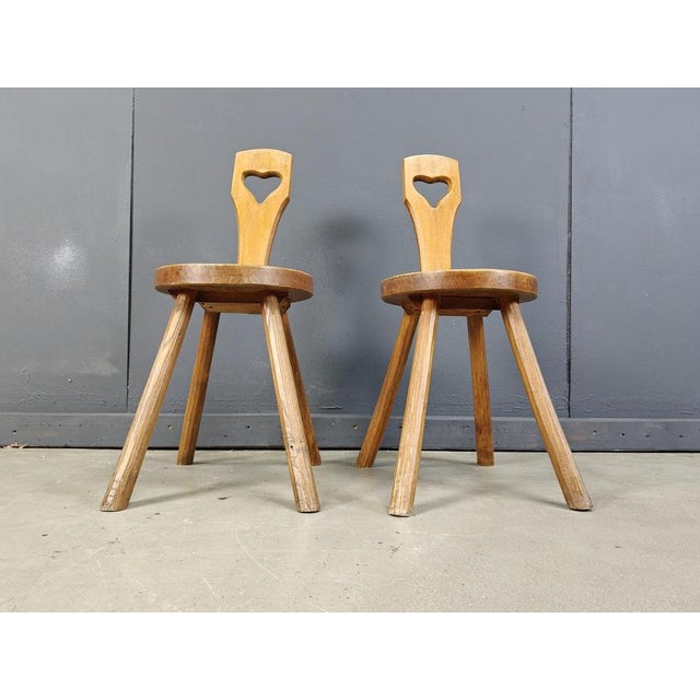 Vintage Brutalist Heart-Shaped Side Chairs, 1960s, Set of 2 For Sale - Image 6 of 9