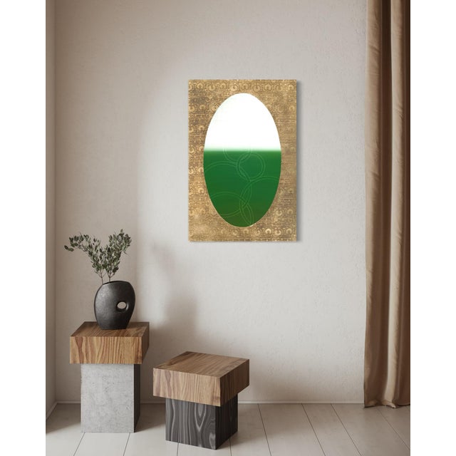 Contemporary Rebecca Koury "Tapestry of the Land" Forest Green Gold Contemporary Abstract Painting, Acrylic and Mixed Media on Canvas, Carmel California Art For Sale - Image 3 of 4